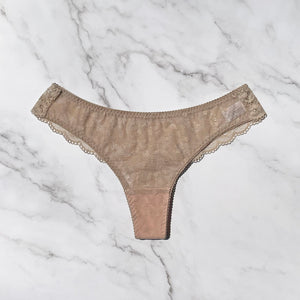 Dot Strapless Set Thong | Beige