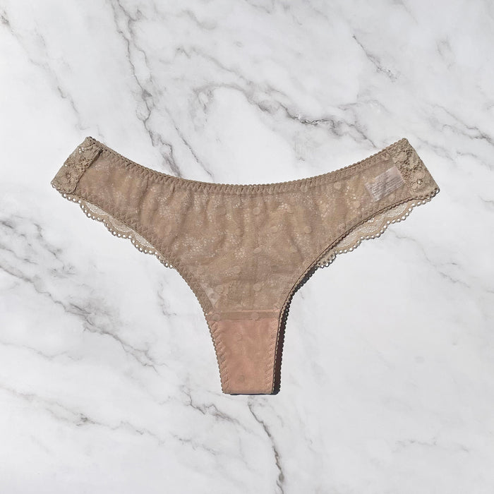 Dot Strapless Set Thong | Beige