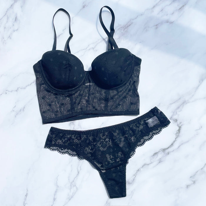 Dot Strapless Bra | Black