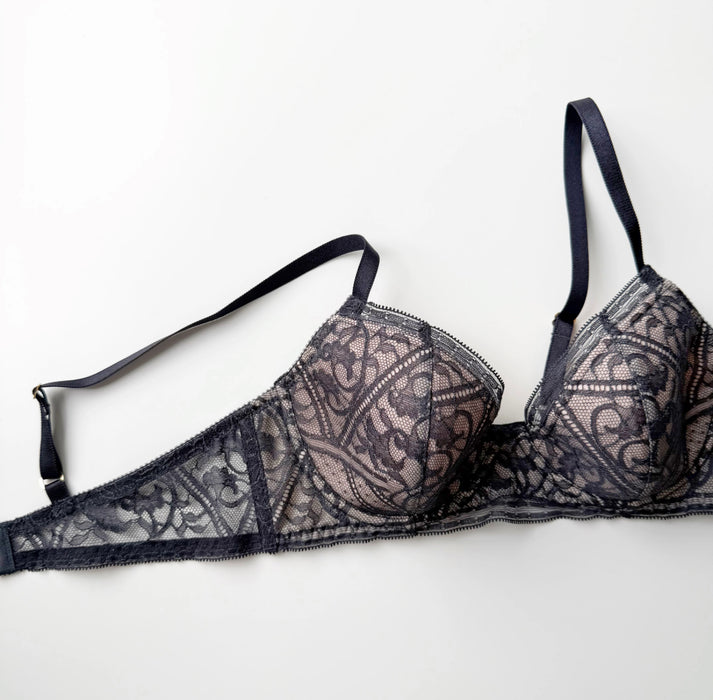 Amary 3/4 Cup Underwire Bra | Charcoal (Pink lining)