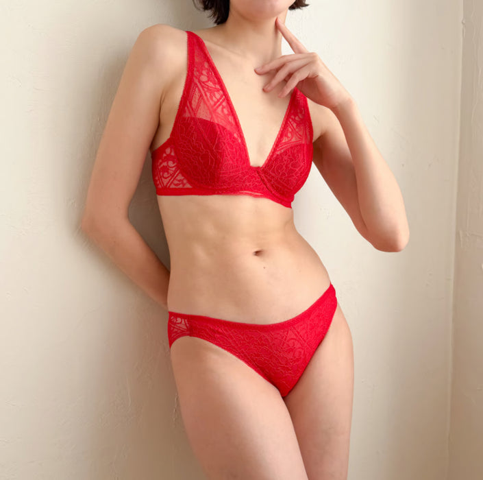 Amary Plunge Underwire Bra | Red