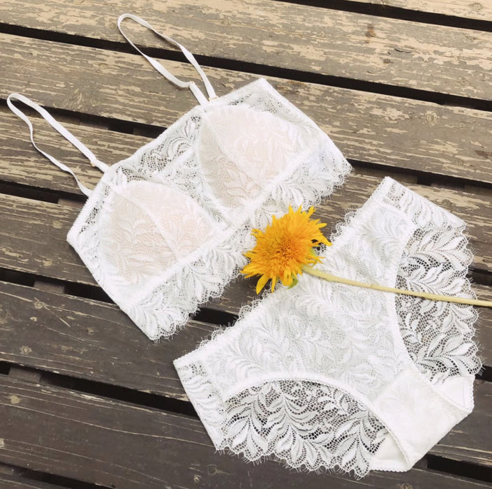 Bandeau Leaf Bra | White