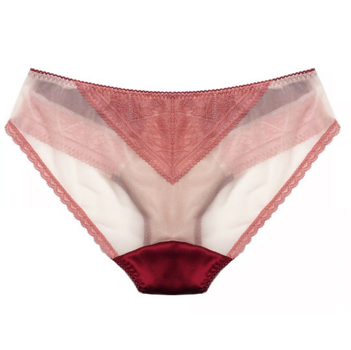 Bicolor Silk Bikini | Wine Red