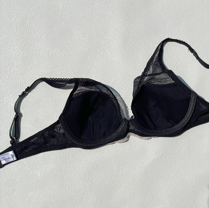 Floral Plunge Underwire Bra | Black