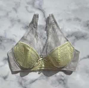 Floral Plunge Underwire Bra | Gray