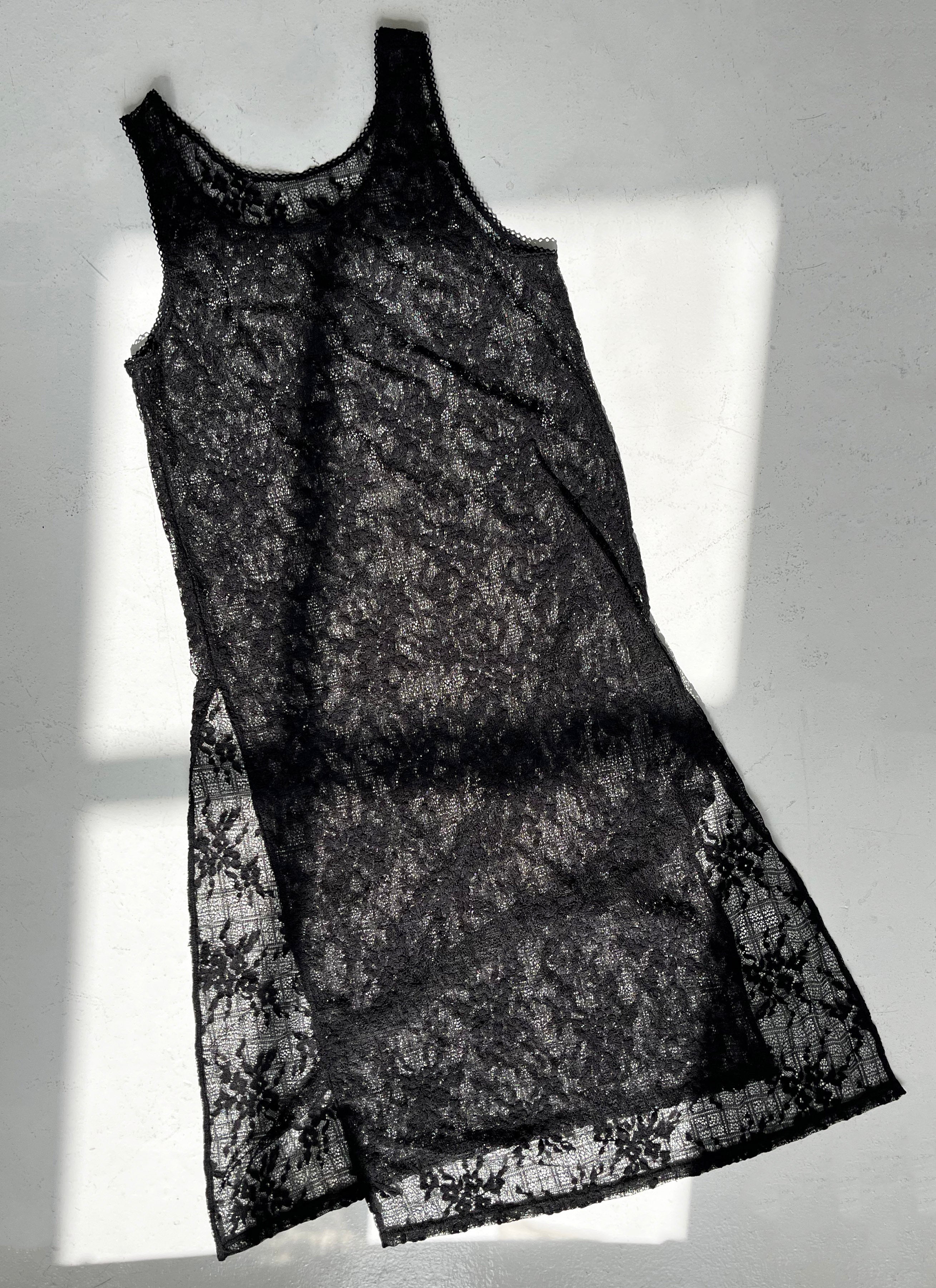 Floral Check Long Camisole | Black