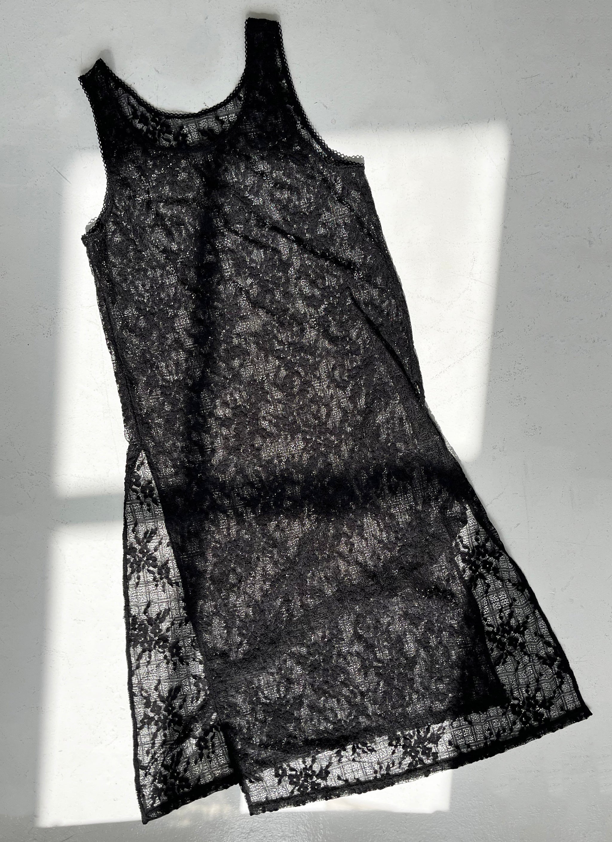 Floral Check Long Camisole | Black