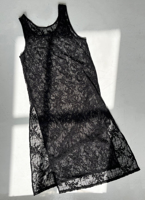 Floral Check Long Camisole | Black