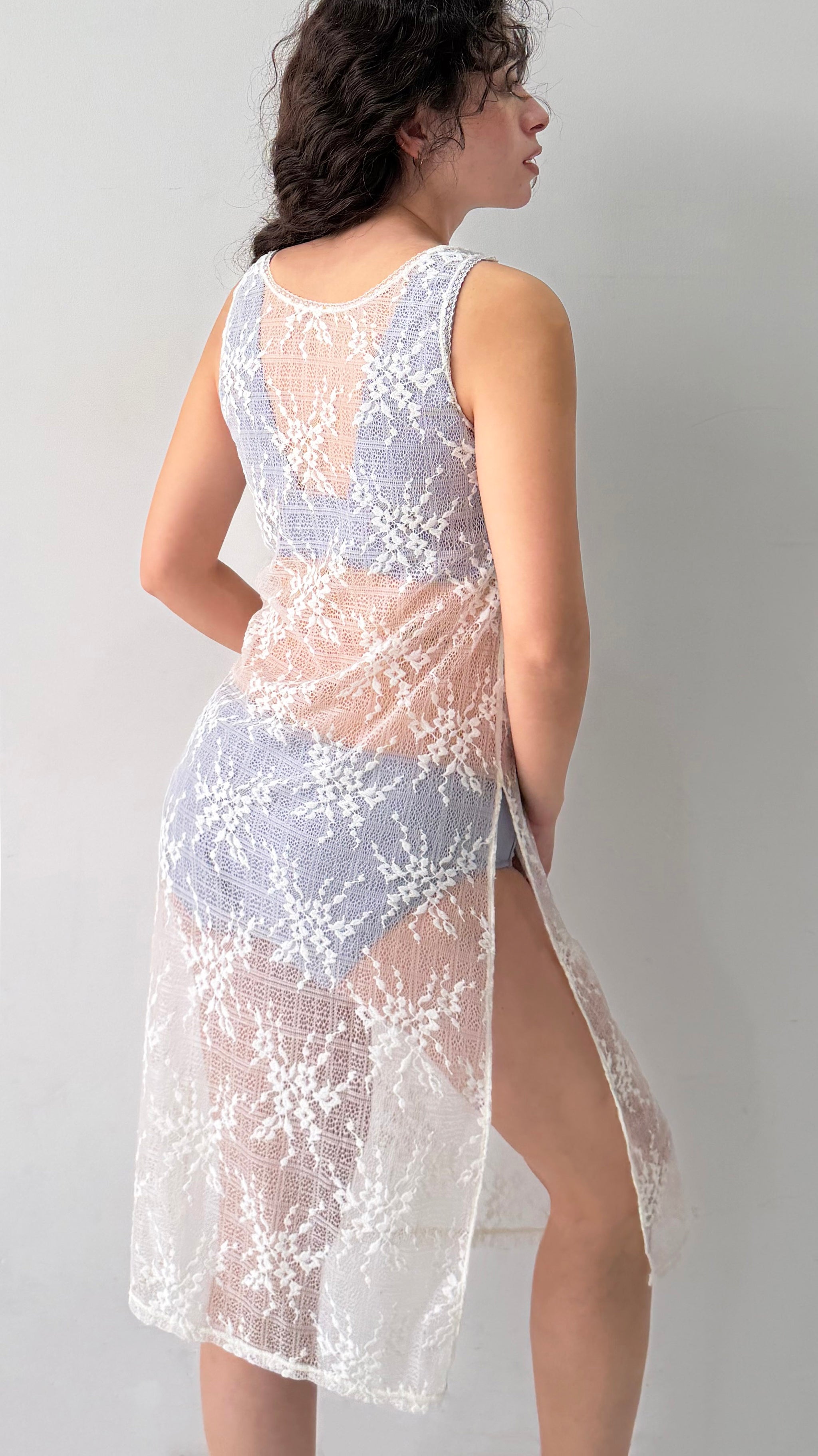 Floral Check Long Camisole | White
