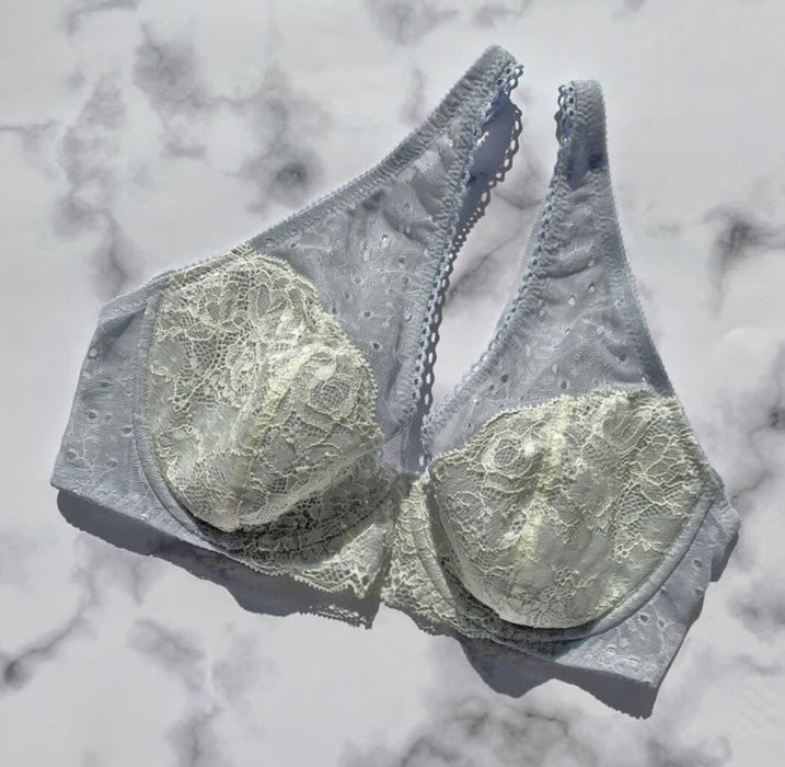 Jasmine Plunge Underwire Bra | Blue