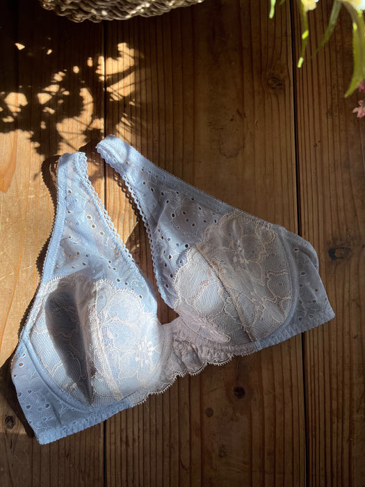 Jasmine Plunge Underwire Bra | Pale Blue