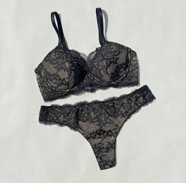 Lilac 3/4 Cup Underwire Bra | Black