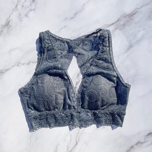 Moroccan Back Style Bralette | Blue Gray