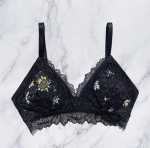 Night Garden Triangle Bralette | Black