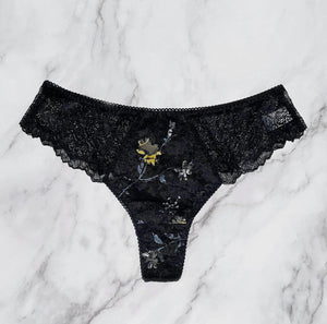 Night Garden Thong | Black
