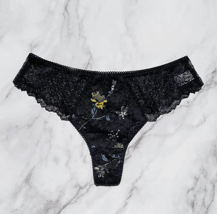 Night Garden Thong | Black