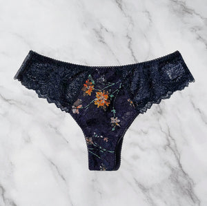 Night Garden Thong | Navy
