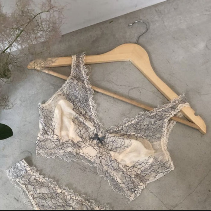 Peach Rose Long Bralette | Dusty Blue