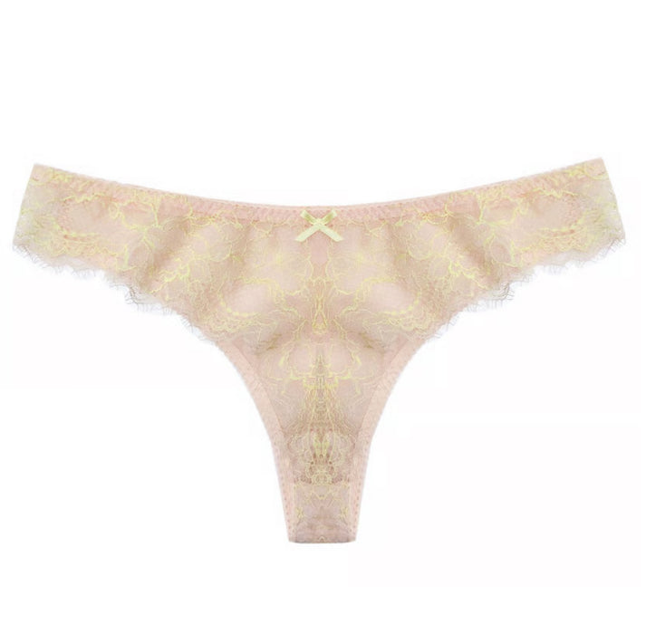 Peach Rose Lace Thong | Baby Pink