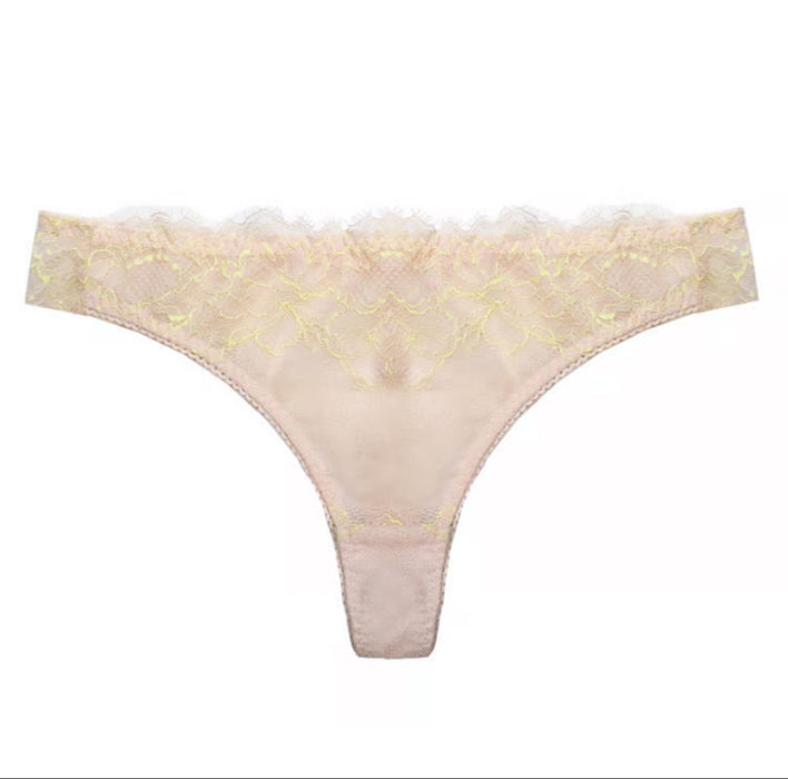 Peach Rose Lace Thong | Baby Pink