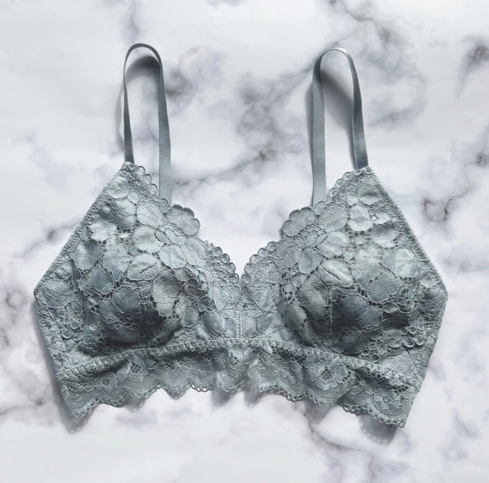 Peony Triangle Bralette | Blue