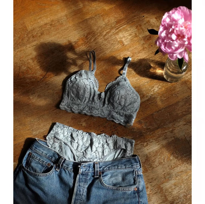Peony Triangle Bralette | Blue