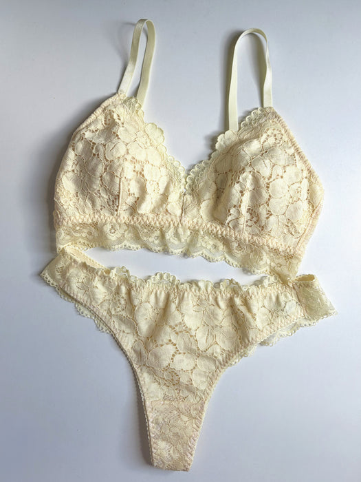 Peony Triangle Bralette | Light Yellow