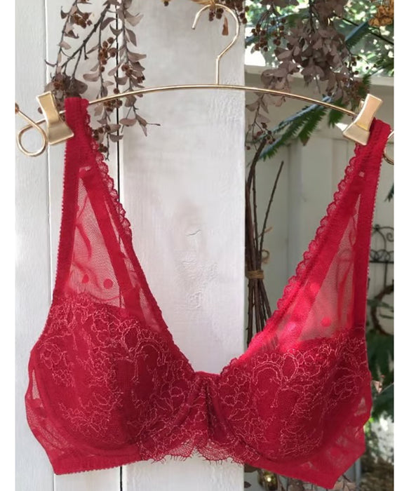 Polka Dot Underwire Bra | Berry