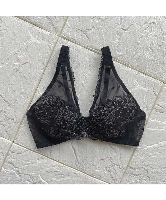 Polka Dot Underwire Bra | Black