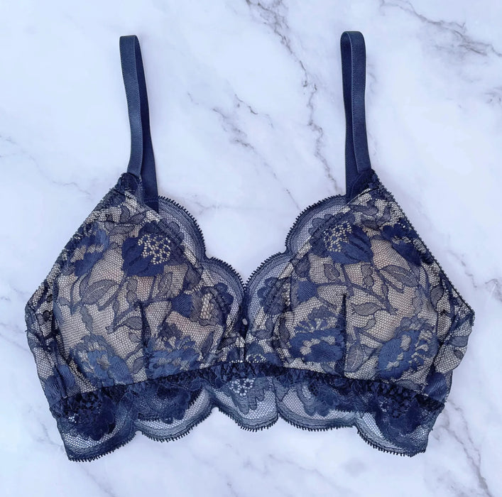 Protea Triangle Bralette | Navy