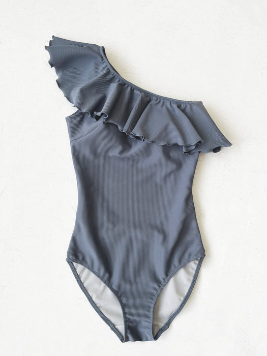 Swimwear Flare Onepiece | Blue Gray